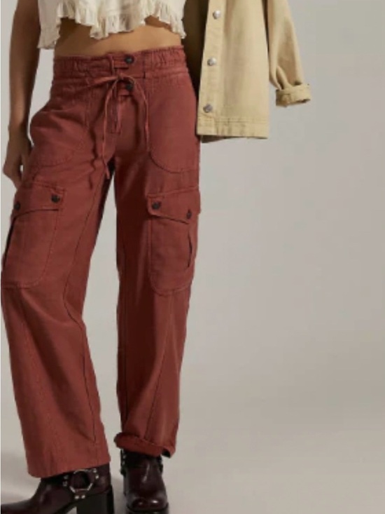 Free People Pants - Women's Free People Rust Tahiti Cargo Pants Summer Cotton Size Medium